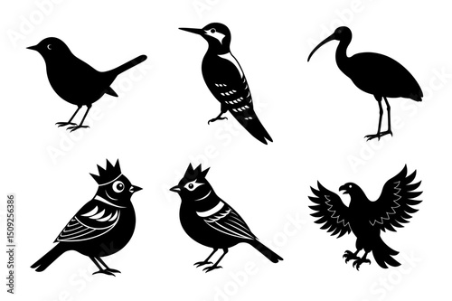 Flock of Birds Silhouette Vector Set