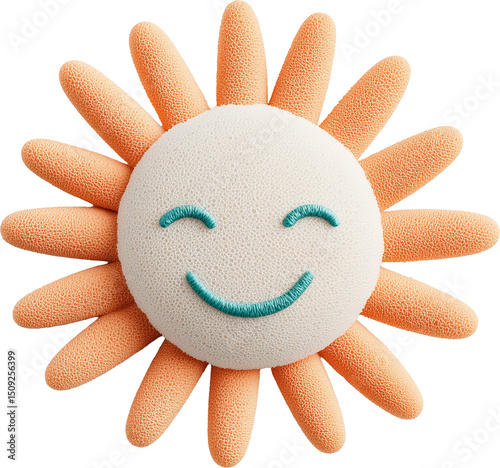 Cute Watercolor Sun Illustration Isolated on Transparent Background