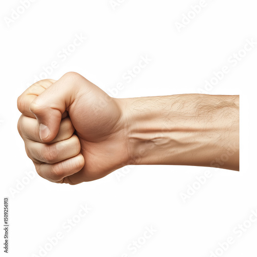 Male hand in side fist gesture isolated on transparent background