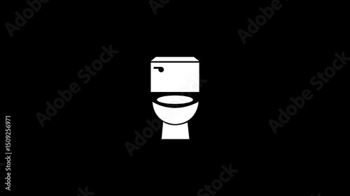 Washroom icon animation symbol, Man use washroom icon animation black background 