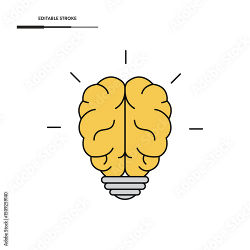 Light Bulb Brain Icon Vector Design.