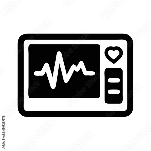 Heart rate monitor ekg machine vital signs medical equipment electrocardiogram cardiology health check 100 on transparent background
