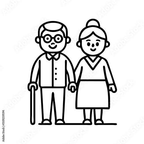Illustration of elderly couple holding hands vector graphic design template for web and print usage on transparent background