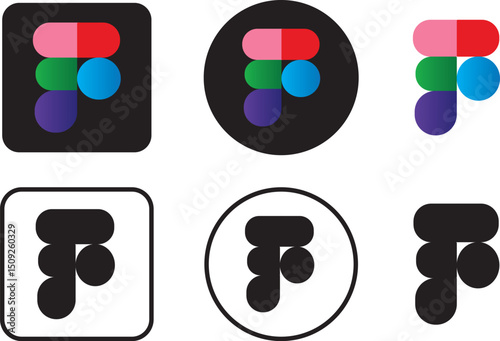 PrFigma icon vactor set. Figma Circle Logo Icon.Transparent Background, prototyping service with the possibility. application, app, software, set vactor,
int