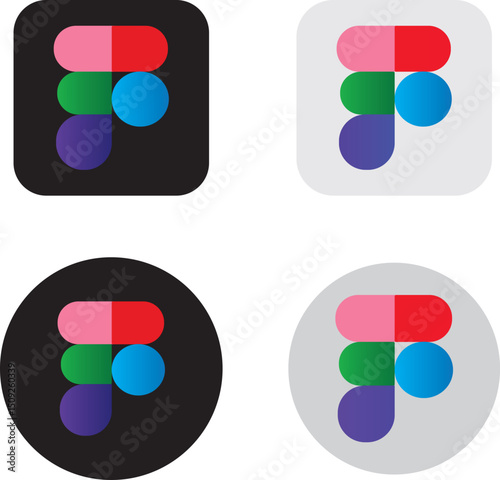 PrFigma icon vactor set. Figma Circle Logo Icon.Transparent Background, prototyping service with the possibility. application, app, software, set vactor,
int