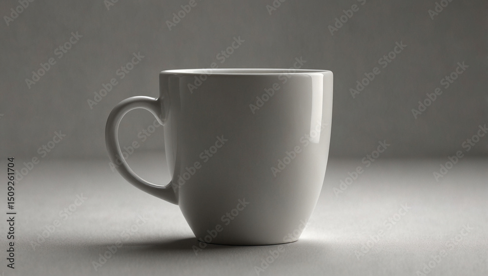 Fototapeta premium White cup of coffee on a white background, 3d render. Created using generative AI tools