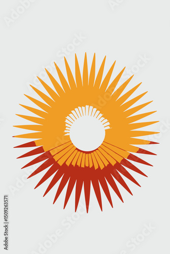 Abstract Sunburst Graphic - Modern Orange and Red Radial Design - Clean White Center for Text or Logo Placement - Bright and Eye catching Design
