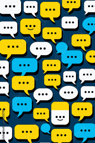 Colorful Speech Bubbles Background - Communication and Social Media Concept - Modern Design with Chat Icons Pattern - Vector Illustration for Websites & Marketing