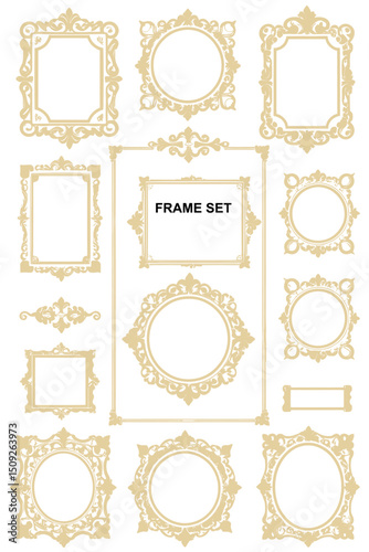 Elegant Gold Frame Collection - Vintage Ornate Picture Frames - Decorative Border Elements for Invitations & Graphic Design - Royalty Inspired Frames
