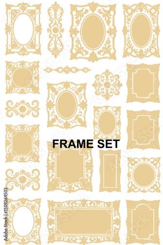 Vintage Ornate Frames Collection - Elegant Gold-Silver Frames for Photos and Art - Decorative Borders and Design Elements - Perfect for Crafting and Scrapbooking - Classic Frame Set