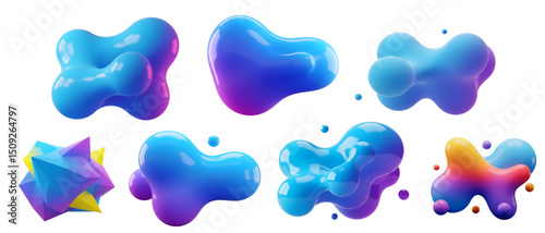 3d abstract fluid shapes, gradient color blobs, modern design elements