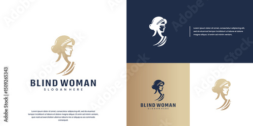 Justice symbol, with blind woman silhouette, balance, lawyer, vector design template.