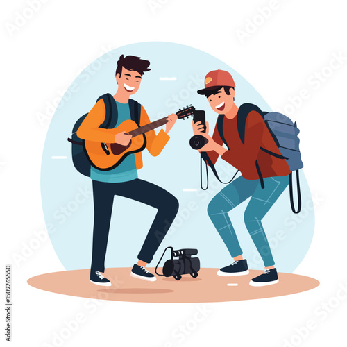 Group of Teenagers Enjoying Music and Capturing Memories Together