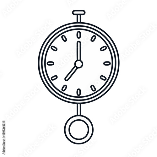 Hanging Clock Illustration with Timeless Design for Home Decor, Wall Art, Graphic Design, and Educational Materials