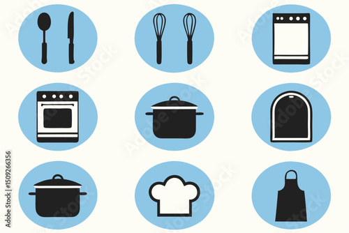 Twelve high quality food and cooking icons fork knife and culinary designs for websites and apps
