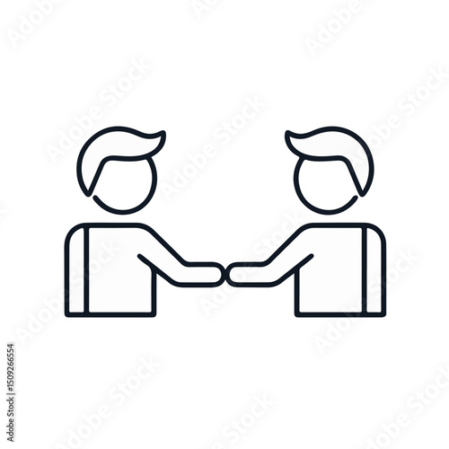 Collaboration Icon of Two People Shaking Hands on Plain Background for Business Blogs, Partnership Websites, Teamwork Education, and Professional Communication