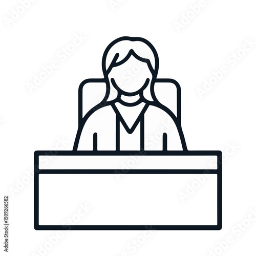 Judge Icon in Courtroom Setting for Legal Blogs, Education, Law Websites, Awareness Campaigns, and Professional Presentations