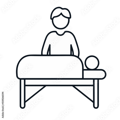 Massage Therapist Working on Treatment Table in Minimalist Style for Wellness Blogs, Health Education, Therapy Resources, and Massage Therapy Content
