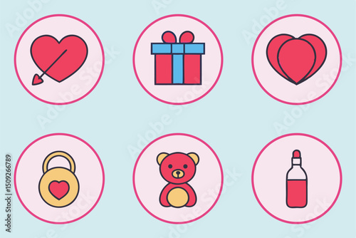 Twelve meticulously crafted love and romance icons hearts roses valentine s day wedding invitations romantic branding