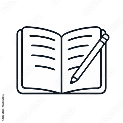 Open Notebook with Pencil for Writing Projects, Education Materials, Note-taking Apps, Creative Blogs, and Online Learning Resources