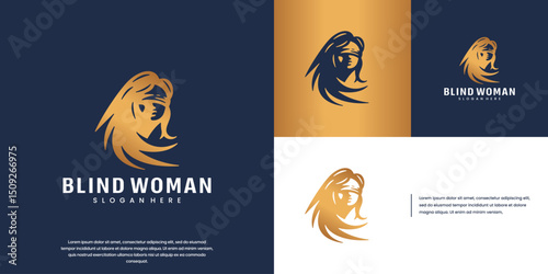 goddess head logo justice, blind, balance, judgment, graphic design template.