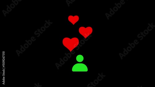 Man love icon animation symbol 4k motion video. one side love icon animation HD video.