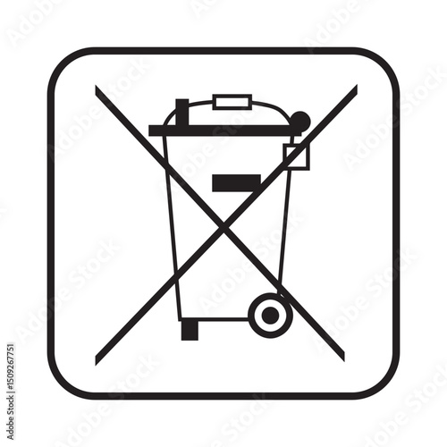 prohibition sign for no trash bin disposal, indicating recycling or special waste handling