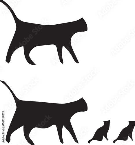 Cat Icons Set - Vector Silhouettes Collection