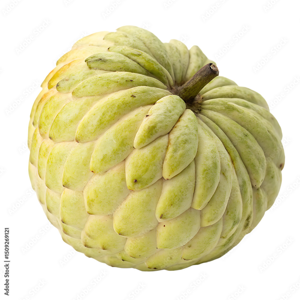 Fototapeta premium A whole single custard apple isolated on a transparent background