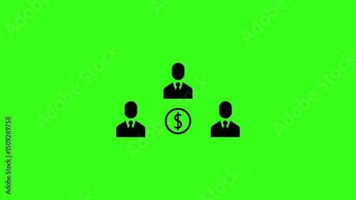 Money shear business icon animation on green back ground 