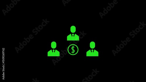 Money shear business icon animation on black back ground 