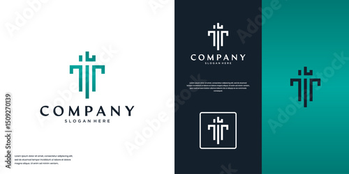 abstract pillar and crown logo, symbol of law and power, glory, graphic vector design.