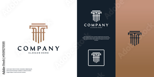 pillar logo symbolizing justice, ancient glory, graphic design template.