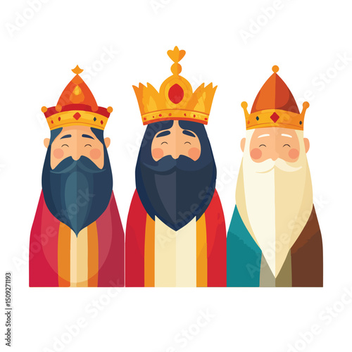 Three Wise Men Icon: Symbolic Merry Christmas Vector Design for Festive Greetings