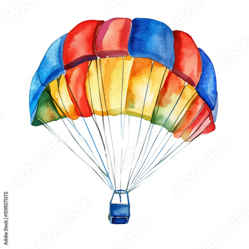 Parachute, watercolor clipart vector, high quality, isolated on a white background.