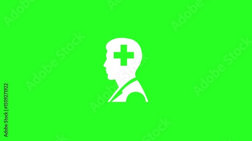 Man sick icon simple animation on green background. 4k HD video 
