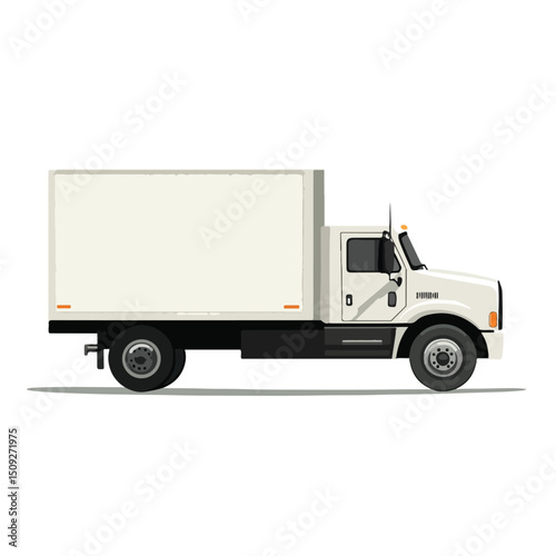 Professional Vector Illustration of Mini Delivery Cargo Truck with Shadow