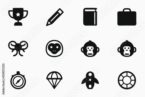 Twelve unique black vector shapes on a clean white background versatile design elements for projects
