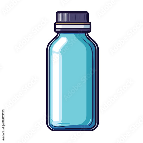 Hydration Fitness Bottle Icon with Block Style Vector Illustration for Gym Use