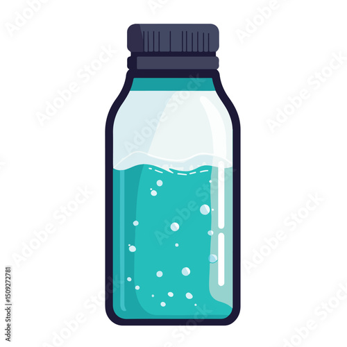 Hydration Fitness Bottle Icon for Gym Workout with Block Style Vector Illustration