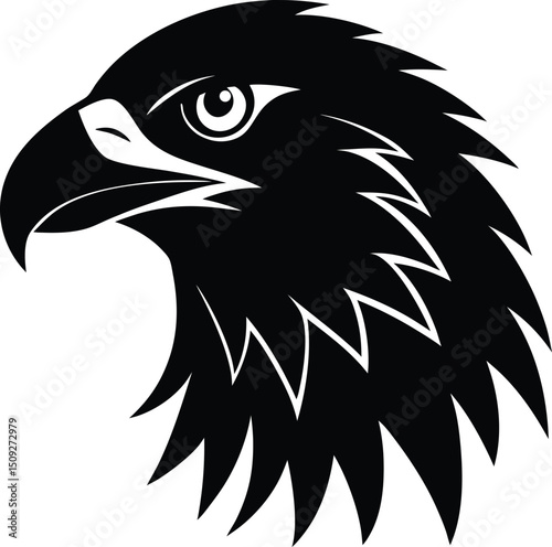 silhouette eagle head on the white background