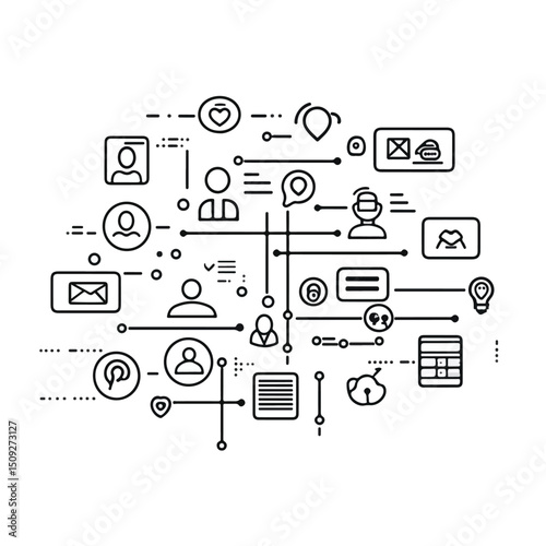 Professional Monochrome Teamwork Concepts on White Background for Business Presentations