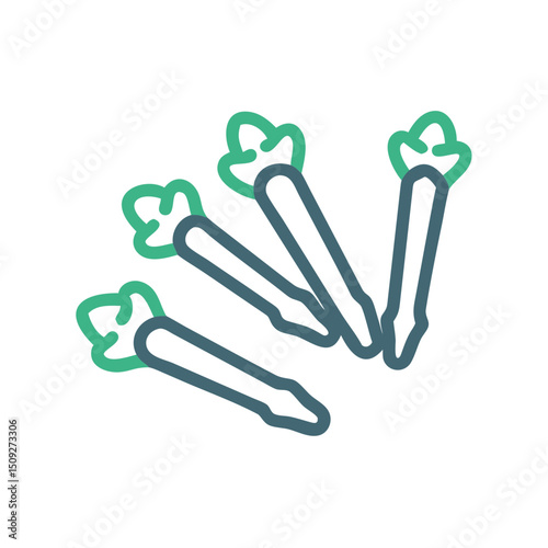 Stylized clove buds arranged in an artistic composition