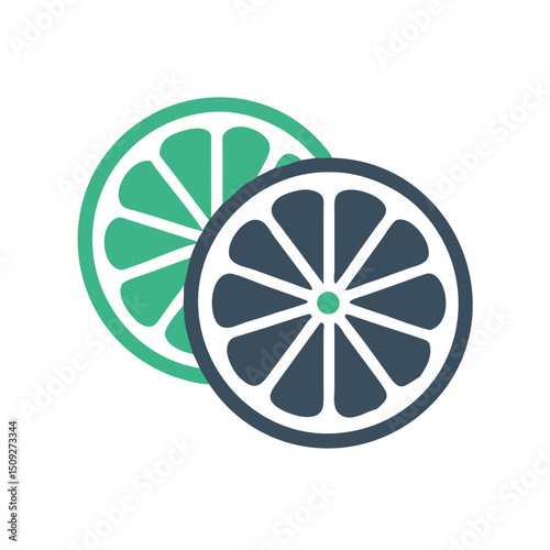 Dried lime slices in minimalist style with green and dark colors  