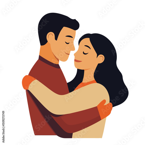 Vector Illustration of Couple Hugging Icon for Relationship and Romance Concepts