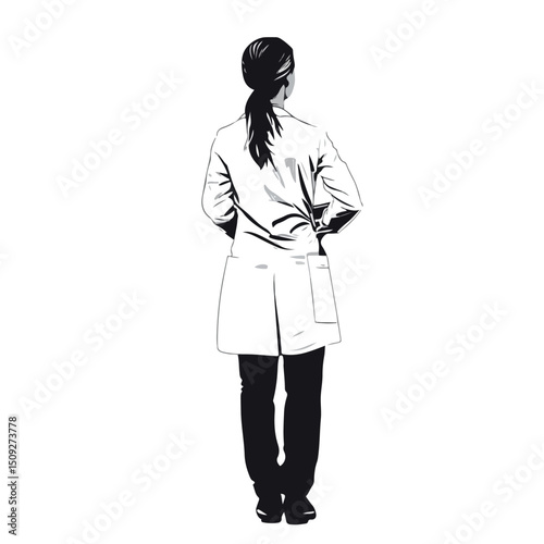 Professional Female Medical Doctor Vector Illustration Isolated on White Background