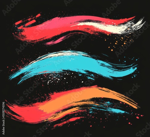 Un conjunto de pósters con manchas de pincel grunge y efectos de pintura moderna para una fiesta