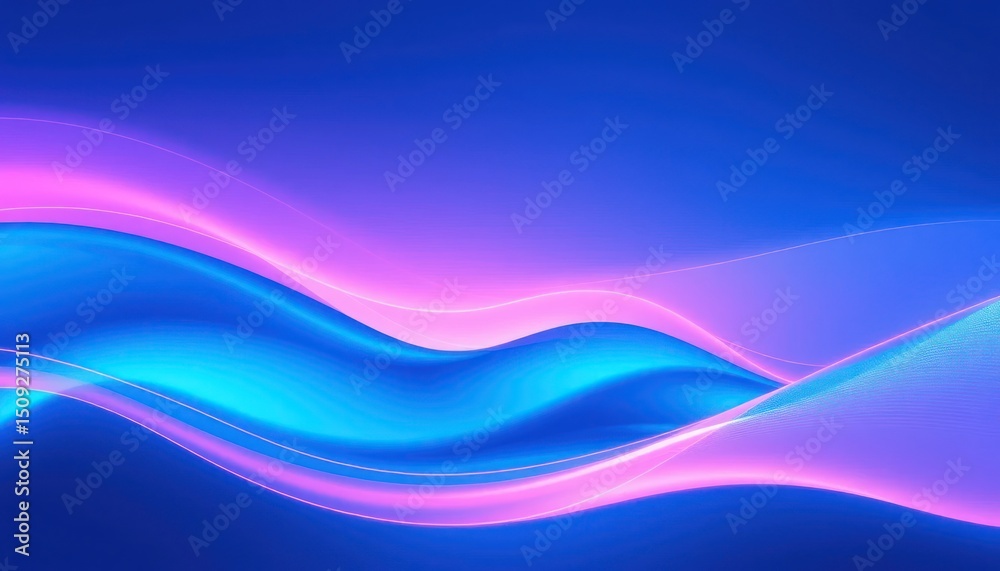 Naklejka premium Abstract neon waves flow gracefully across a vibrant gradient backdrop