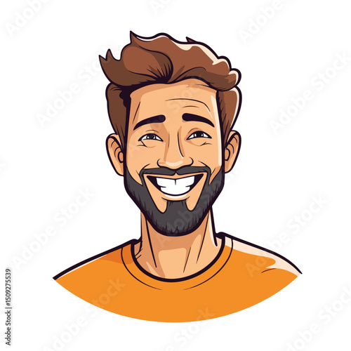 Professional Cartoon Man Smiling Icon on White Background Vector Illustration
