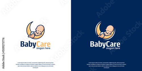 Symbol of comfort with a baby sleeping on the moon, sweet dreams, vector illustration design.